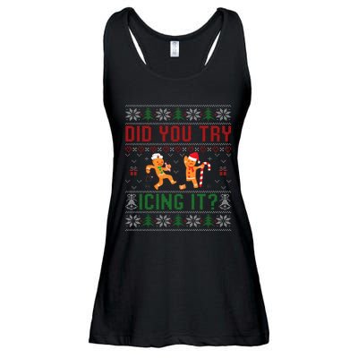 Did You Try Icing It Funny Nurse Ugly Christmas Sweater  Ladies Essential Flowy Tank