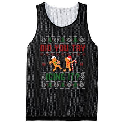 Did You Try Icing It Funny Nurse Ugly Christmas Sweater  Mesh Reversible Basketball Jersey Tank