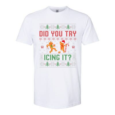 Did You Try Icing It Funny Nurse Ugly Christmas Sweater  Softstyle CVC T-Shirt