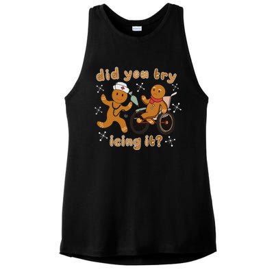 Did You Try Icing It Funny Gingerbread Nurse Christmas Xmas Ladies PosiCharge Tri-Blend Wicking Tank