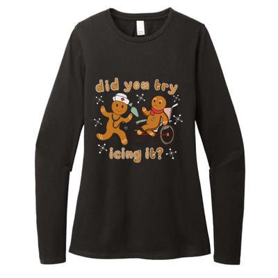 Did You Try Icing It Funny Gingerbread Nurse Christmas Xmas Womens CVC Long Sleeve Shirt