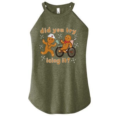 Did You Try Icing It Funny Gingerbread Nurse Christmas Xmas Women’s Perfect Tri Rocker Tank