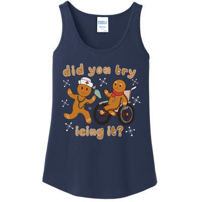 Did You Try Icing It Funny Gingerbread Nurse Christmas Xmas Ladies Essential Tank