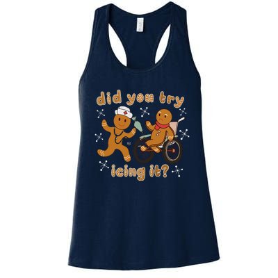 Did You Try Icing It Funny Gingerbread Nurse Christmas Xmas Women's Racerback Tank