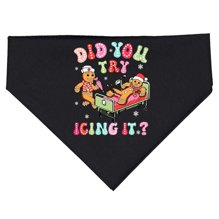 Did You Try Icing It Gingerbread Nurse Christmas Pajamas USA-Made Doggie Bandana