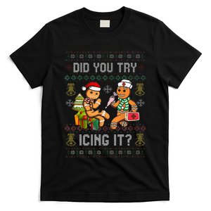 Did You Try Icing It Retro Christmas Gingerbread Nurse Squad T-Shirt