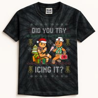 Did You Try Icing It Retro Christmas Gingerbread Nurse Squad Kids Tie-Dye T-Shirt