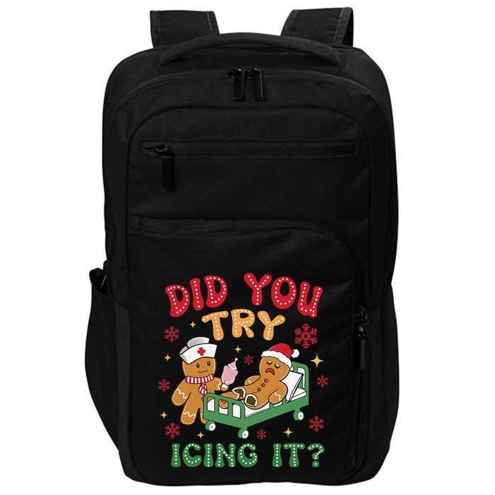 Did You Try Icing It Christmas Gingerbread Humor Impact Tech Backpack