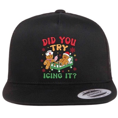 Did You Try Icing It Christmas Gingerbread Humor Flatbill Hat