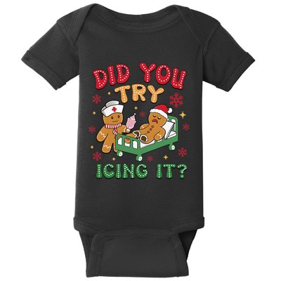 Did You Try Icing It Christmas Gingerbread Humor Baby Bodysuit