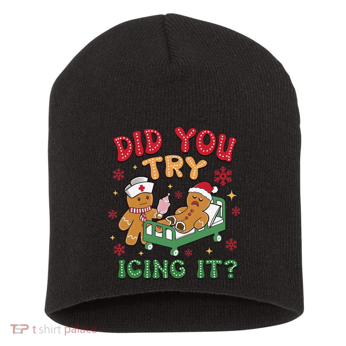Did You Try Icing It Christmas Gingerbread Humor Short Acrylic Beanie