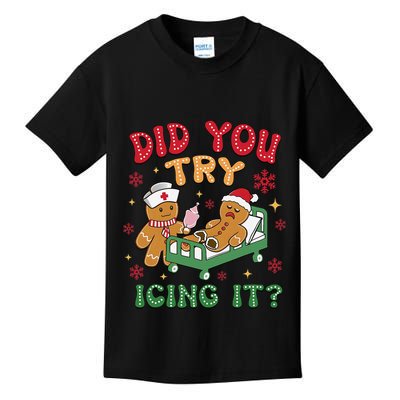 Did You Try Icing It Christmas Gingerbread Humor Kids T-Shirt