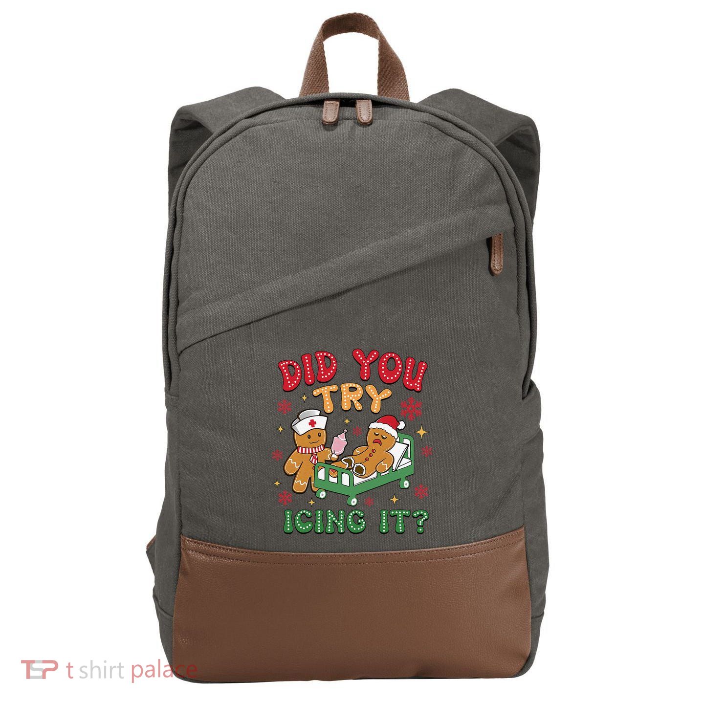 Did You Try Icing It Christmas Gingerbread Humor Cotton Canvas Backpack