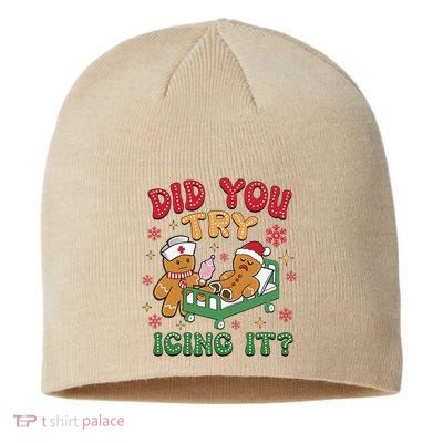 Did You Try Icing It Christmas Gingerbread Humor Sustainable Beanie