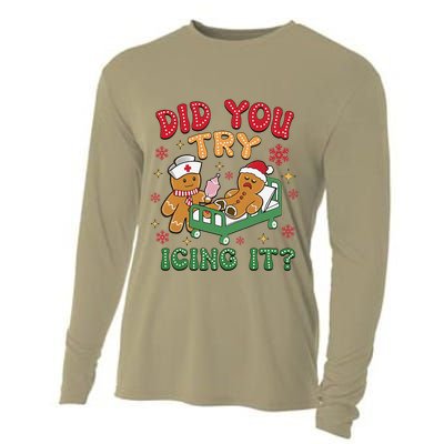Did You Try Icing It Christmas Gingerbread Humor Cooling Performance Long Sleeve Crew