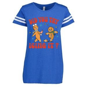 Did You Try Icing It Funny Christmas Nurse Gingerbread Man Enza Ladies Jersey Football T-Shirt