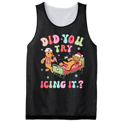 Did You Try Icing It Gingerbread Nurse Christmas Pajamas Mesh Reversible Basketball Jersey Tank