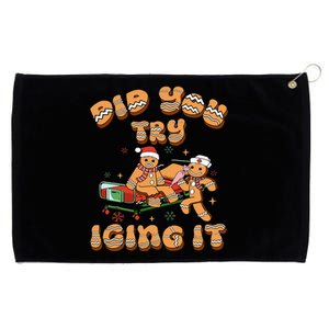 Did You Try Icing It Icu Nurse Christmas Gingerbread Grommeted Golf Towel