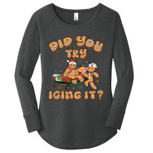 Did You Try Icing It Icu Nurse Christmas Gingerbread Women's Perfect Tri Tunic Long Sleeve Shirt