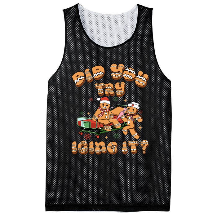 Did You Try Icing It Icu Nurse Christmas Gingerbread Mesh Reversible Basketball Jersey Tank