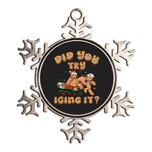 Did You Try Icing It Icu Nurse Christmas Gingerbread Metallic Star Ornament