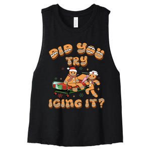 Did You Try Icing It Icu Nurse Christmas Gingerbread Women's Racerback Cropped Tank