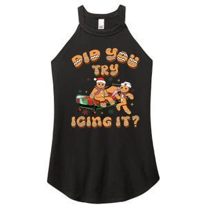 Did You Try Icing It Icu Nurse Christmas Gingerbread Women's Perfect Tri Rocker Tank