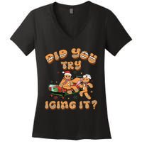 Did You Try Icing It Icu Nurse Christmas Gingerbread Women's V-Neck T-Shirt