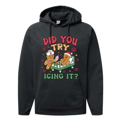 Did You Try Icing It Cute Christmas Performance Fleece Hoodie