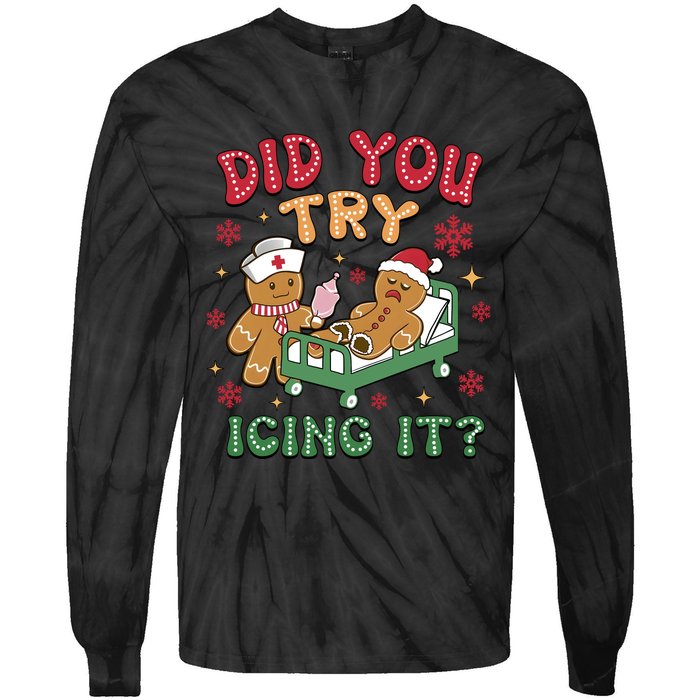 Did You Try Icing It Cute Christmas Tie-Dye Long Sleeve Shirt