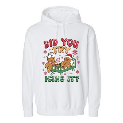 Did You Try Icing It Cute Christmas Garment-Dyed Fleece Hoodie