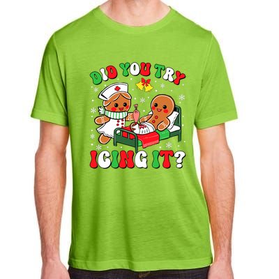 Did You Try Icing It Retro Christmas Gingerbread Nurse Squad Adult ChromaSoft Performance T-Shirt