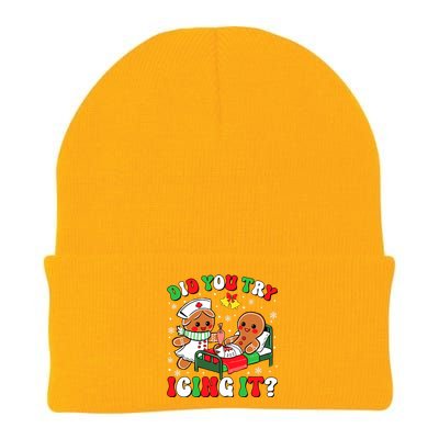 Did You Try Icing It Retro Christmas Gingerbread Nurse Squad Knit Cap Winter Beanie