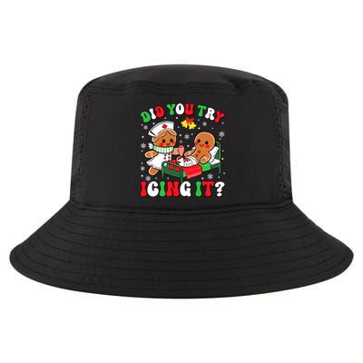 Did You Try Icing It Retro Christmas Gingerbread Nurse Squad Cool Comfort Performance Bucket Hat