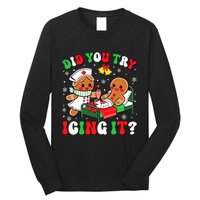 Did You Try Icing It Retro Christmas Gingerbread Nurse Squad Long Sleeve Shirt