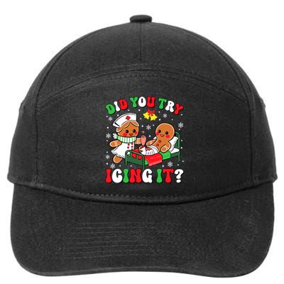 Did You Try Icing It Retro Christmas Gingerbread Nurse Squad 7-Panel Snapback Hat