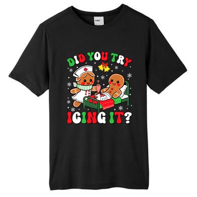 Did You Try Icing It Retro Christmas Gingerbread Nurse Squad Tall Fusion ChromaSoft Performance T-Shirt