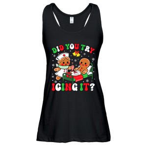 Did You Try Icing It Retro Christmas Gingerbread Nurse Squad Ladies Essential Flowy Tank