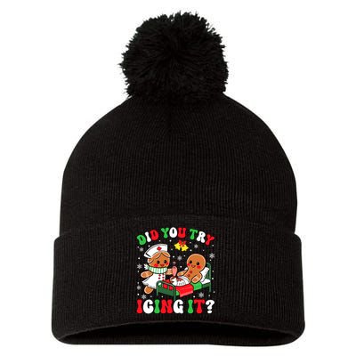 Did You Try Icing It Retro Christmas Gingerbread Nurse Squad Pom Pom 12in Knit Beanie