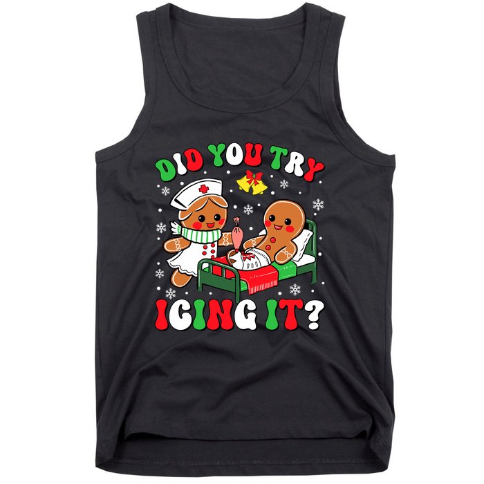 Did You Try Icing It Retro Christmas Gingerbread Nurse Squad Tank Top