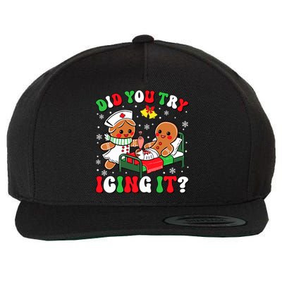 Did You Try Icing It Retro Christmas Gingerbread Nurse Squad Wool Snapback Cap