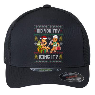 Did You Try Icing It Retro Christmas Gingerbread Nurse Squad Flexfit Unipanel Trucker Cap