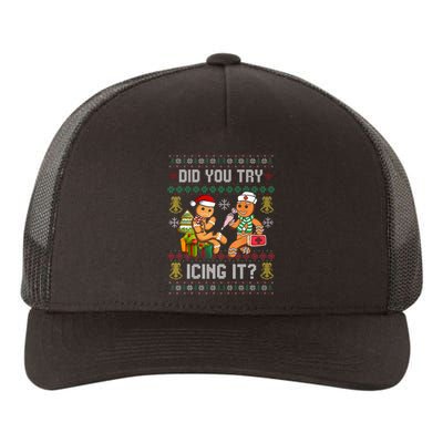 Did You Try Icing It Retro Christmas Gingerbread Nurse Squad Yupoong Adult 5-Panel Trucker Hat