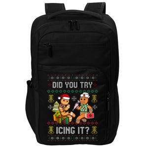 Did You Try Icing It Retro Christmas Gingerbread Nurse Squad Impact Tech Backpack