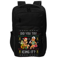 Did You Try Icing It Retro Christmas Gingerbread Nurse Squad Impact Tech Backpack