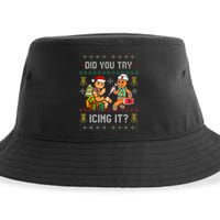 Did You Try Icing It Retro Christmas Gingerbread Nurse Squad Sustainable Bucket Hat