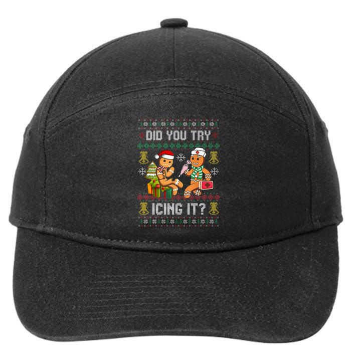 Did You Try Icing It Retro Christmas Gingerbread Nurse Squad 7-Panel Snapback Hat