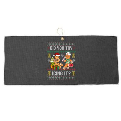 Did You Try Icing It Retro Christmas Gingerbread Nurse Squad Large Microfiber Waffle Golf Towel