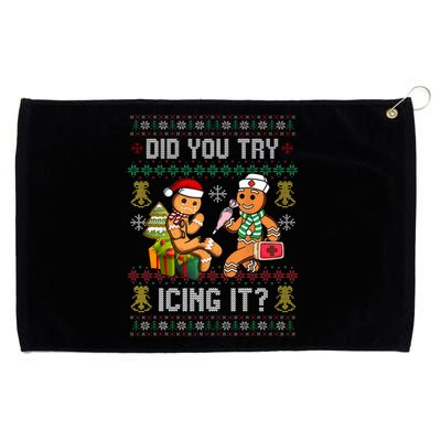 Did You Try Icing It Retro Christmas Gingerbread Nurse Squad Grommeted Golf Towel