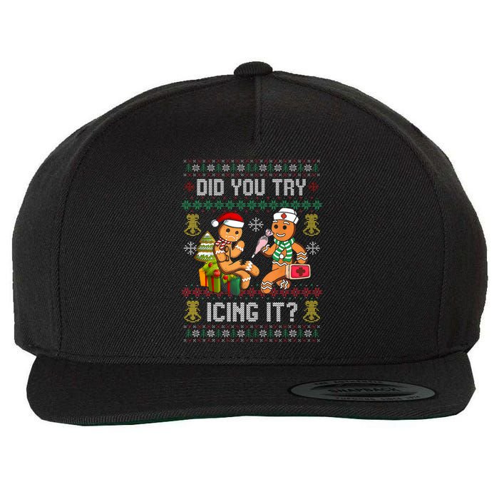 Did You Try Icing It Retro Christmas Gingerbread Nurse Squad Wool Snapback Cap